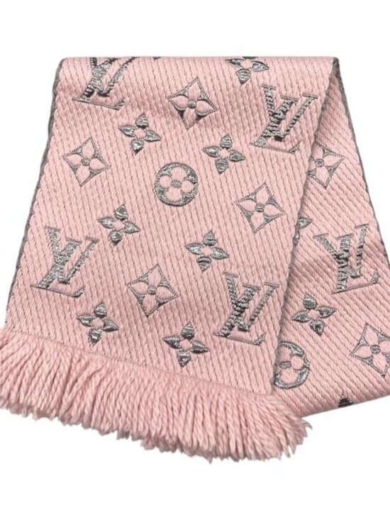 Louis Vuitton Accessories - Louis Vuitton Muffler Echarpe Logomania Shine Wool Silk Monogram Rose Scarf
